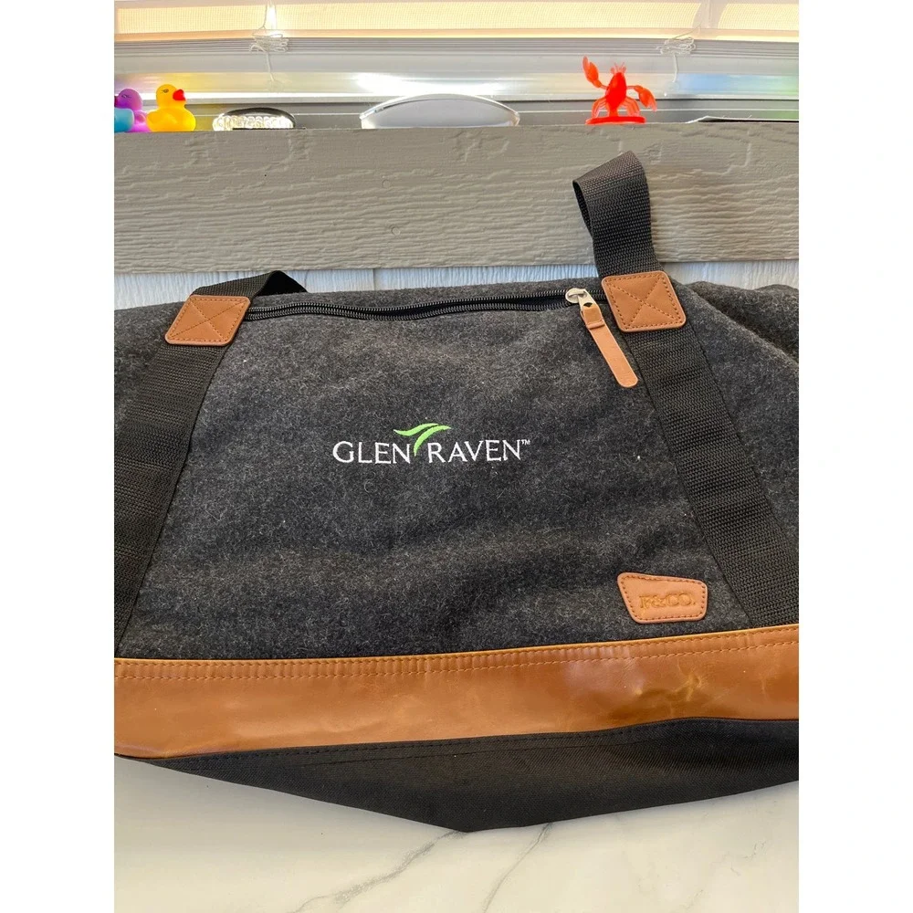 Glen Raven Field & Co. Duffle Bag Travel‎ Wool Blend Leather Trim Weekend